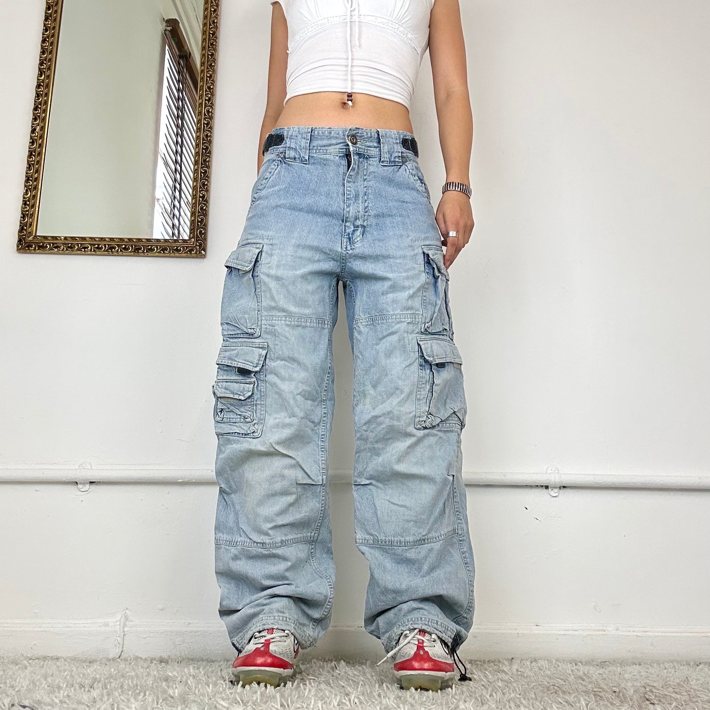 denim cargo jeans