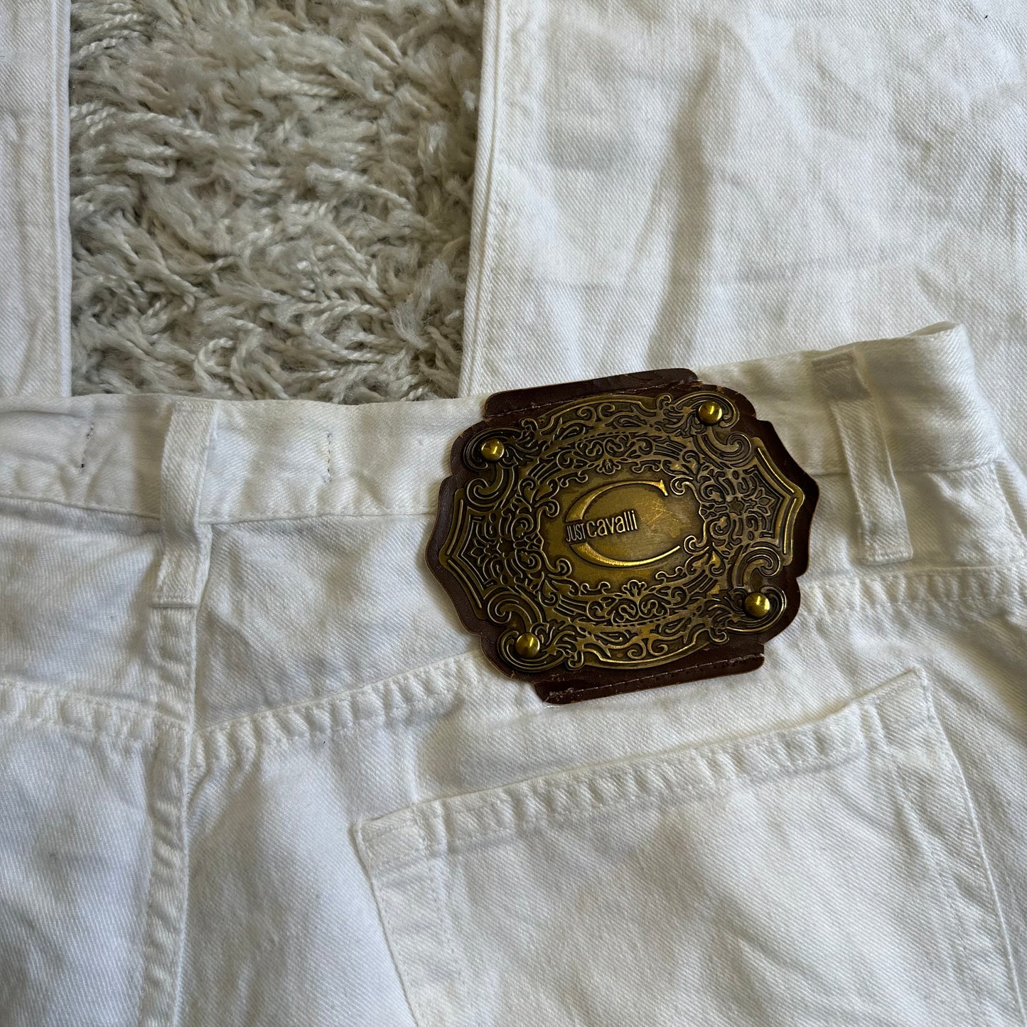 just cavalli white linen trousers