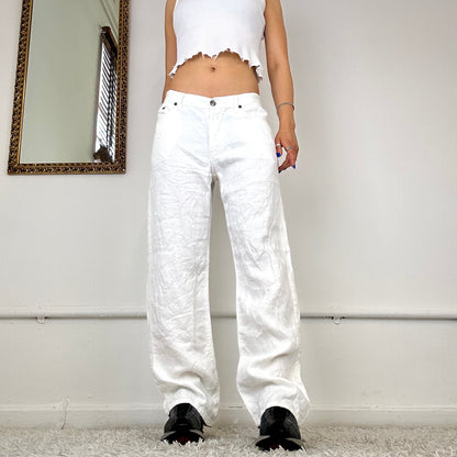 just cavalli white linen trousers